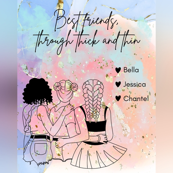 Custom Best Friends Wall Art Print/Gift for Her, Friends, BFF - Picture 2 of 2